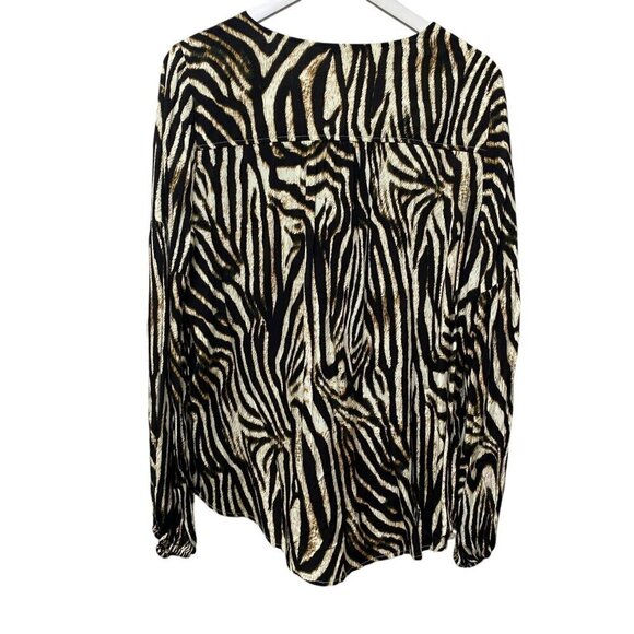FATE Zebra Blouse Large Womens Top Rayon Animal Print Long Sleeve NWOT - Picture 6 of 13